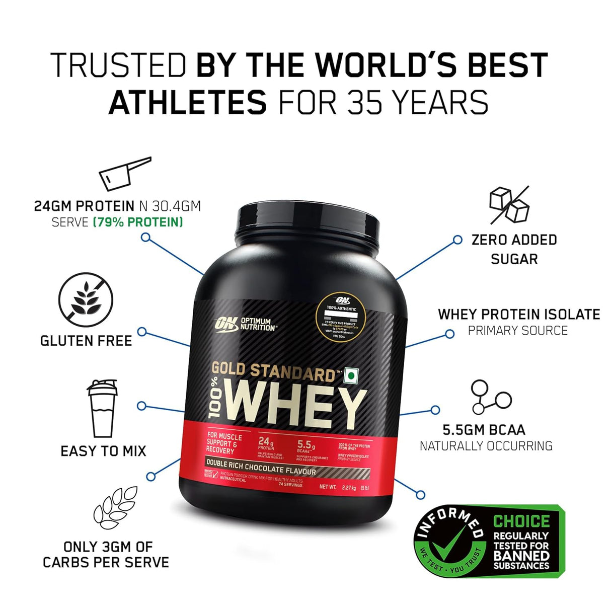 Optimum Nutrition (ON) Gold Standard 100 Whey Protein Powder