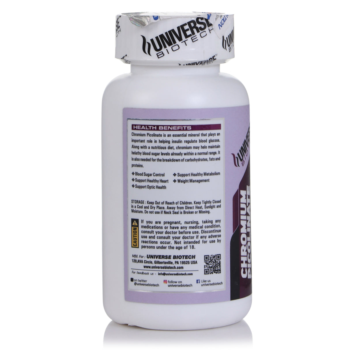 Universe Biotech Chromium Picolinate 100 Capsules