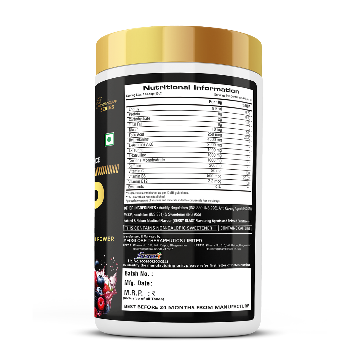 Premium Series AMP Pre Workout - 400gm (40 Servings)