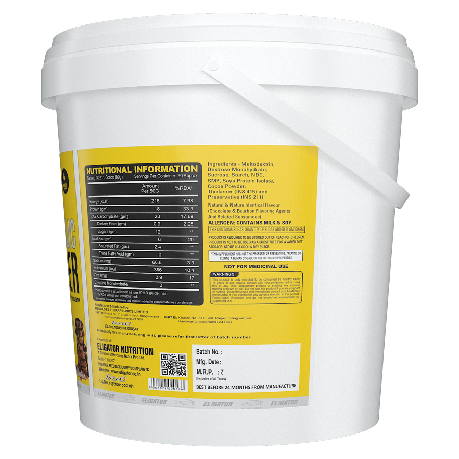 Eligator Anabolic Gainer 4.5kg with free Creatine Monohydrate - 100g & shaker