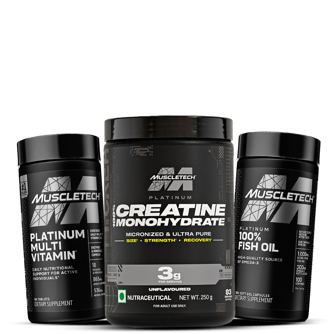 Muscletech Platinum Multivitamin, 100% Creatine Monohydrate and Omega Fish Oil
