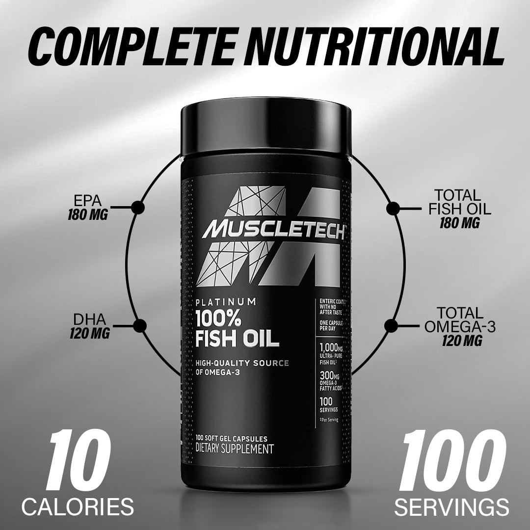 Muscletech Essential Series Platinum 100% Omega Fish Oil (100 Softgels)