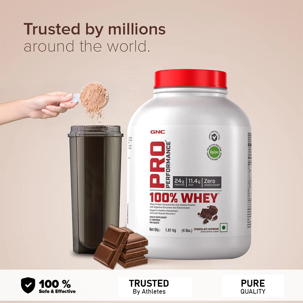 GNC Pro Performance 100% Whey Protein | Chocolate Supreme| 1.81kg|4lbs