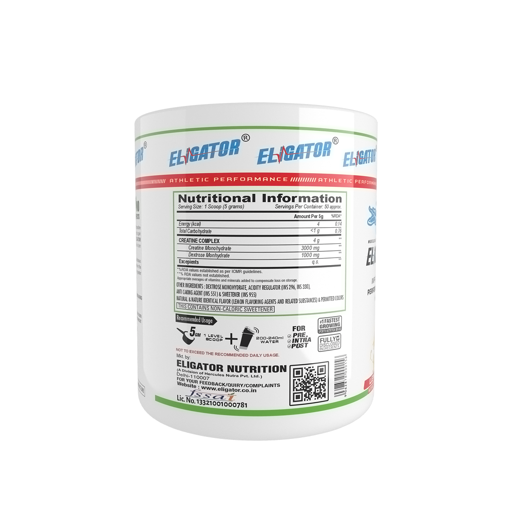 Eligator Creatine Monohydrate 250gm 50 Servings