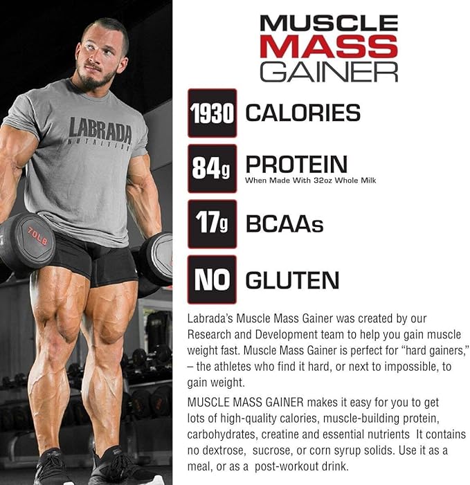 Labrada Nutrition Muscle Mass Gainer, Chocolate, 12 Pound