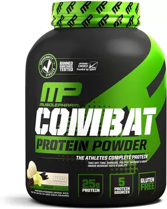 MUSCLEPHARM Combat Protein Powder 4lbs, Vanilla Flavour Whey Protein (4 pounds, Vanilla)