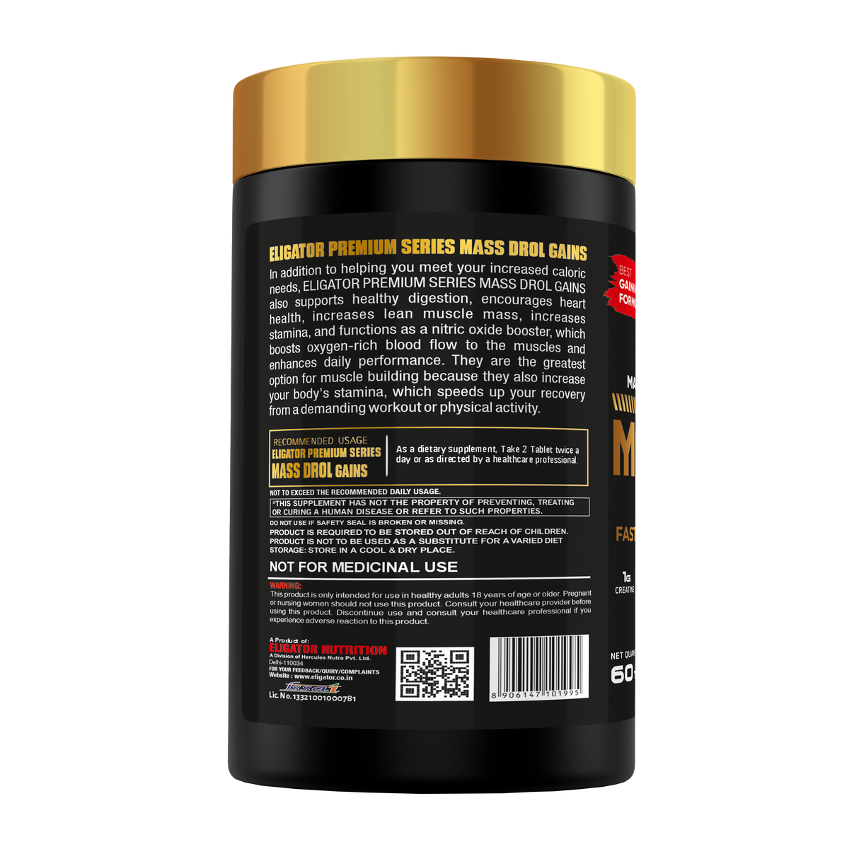 Eligator Premium Series Mass Drol Gains 60 Tablets 30 Servings