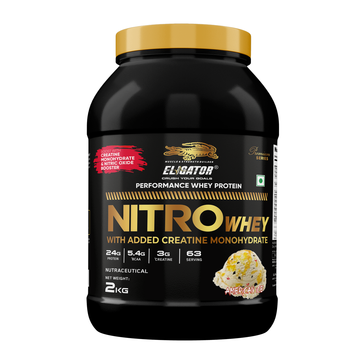 Premium Series Nitro Whey - Nitro Whey Protein With Added Creatine Monohydrate - 2kg