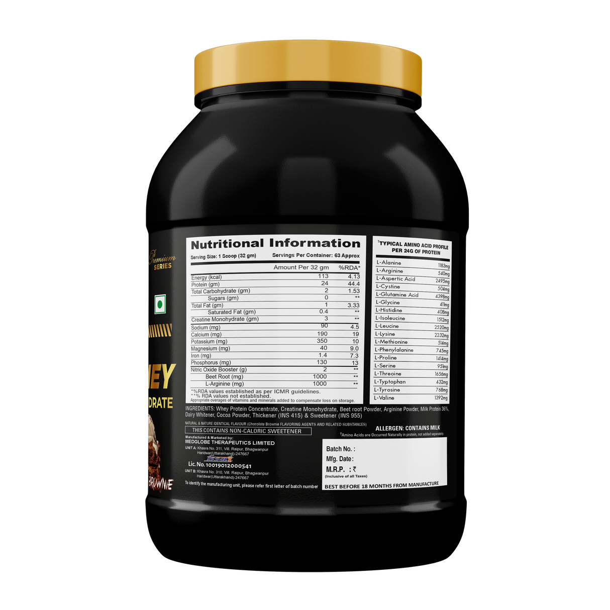 Eligator Premium Series Nitro Whey Protein With Added Creatine Monohydrate 2kg 63 Servings