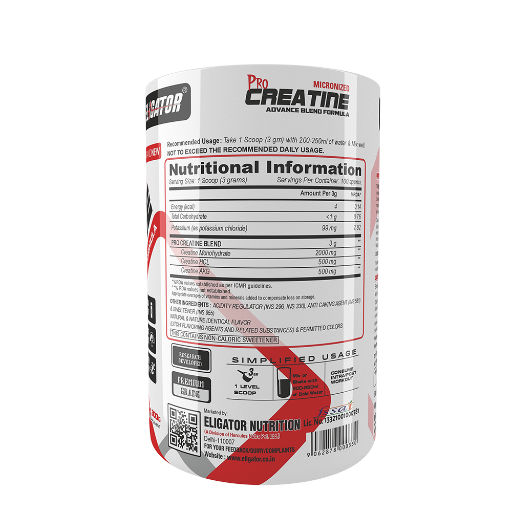 Eligator Pro Micronized Creatine Powder (100 Servings)
