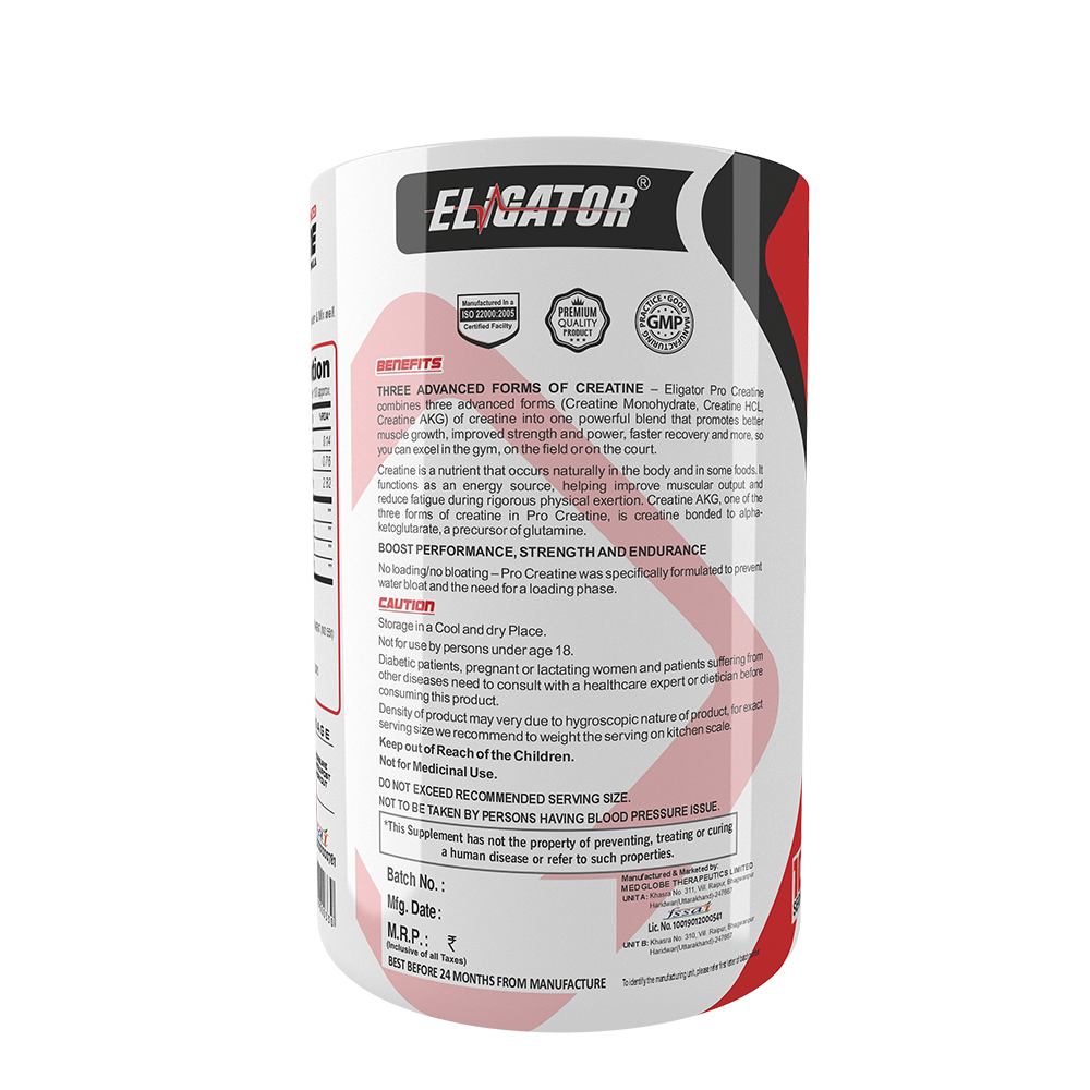 Eligator Pro Micronized Creatine Powder (100 Servings)