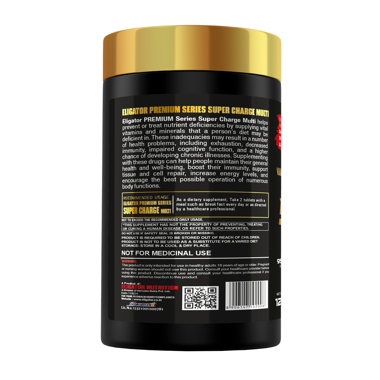 Eligator Premium Series Super Charge Multivitamin 120 Tablets 60 Servings