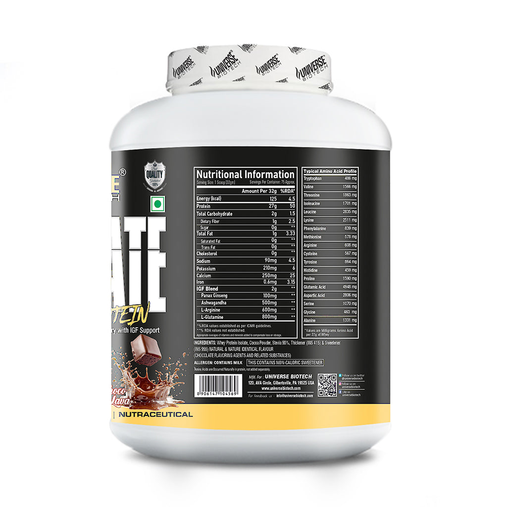 Universe Biotech Isolate Whey Protein 5.29lbs (2.4kg) 75 servings