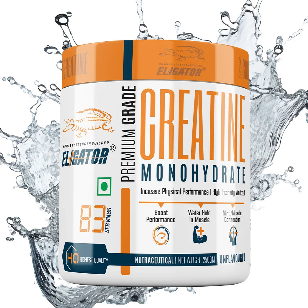 Eligator Creatine Monohydrate Unflavoured 250gm 83 Servings