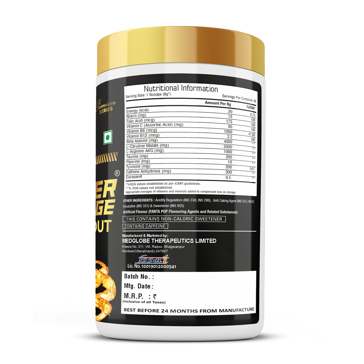 Eligator Premium Series Super Charge Pre Workout 350gm 35 Servings