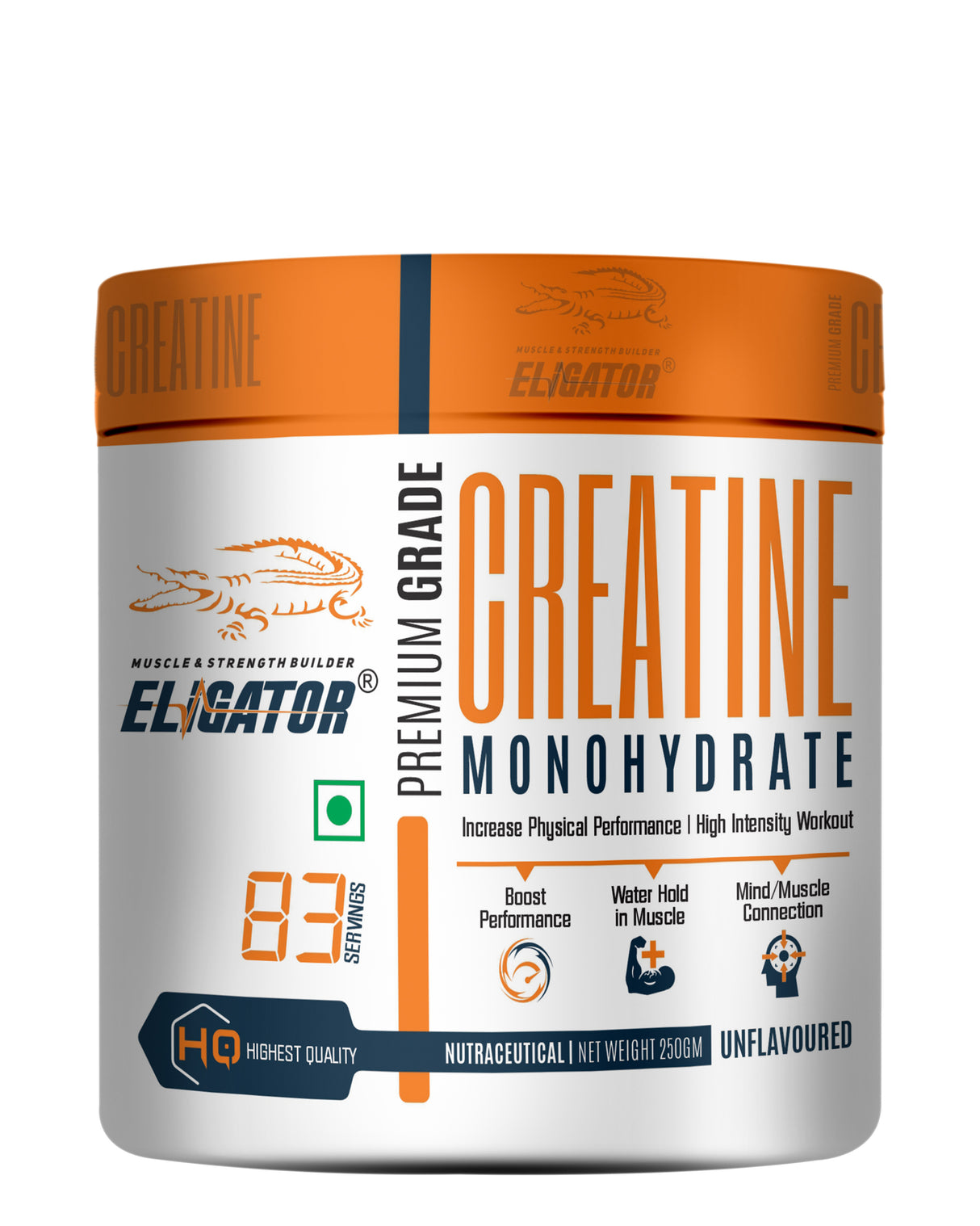 Eligator Creatine Monohydrate Unflavoured 250gm 83 Servings