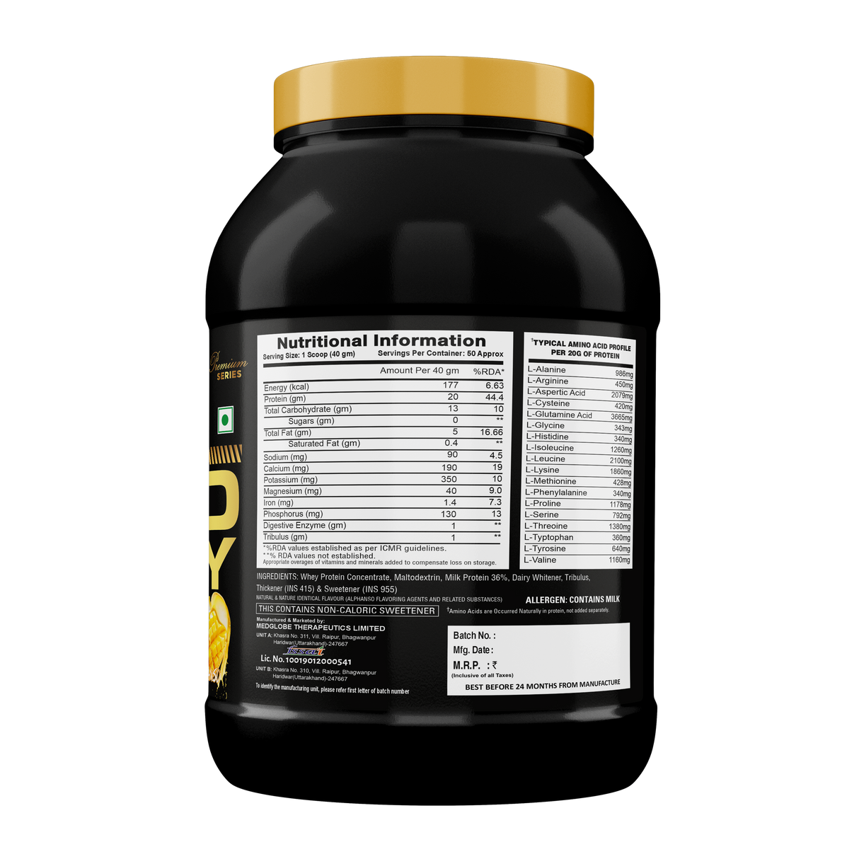 Premium Series Gold Whey - Whey Protein Concentrate - 2kg