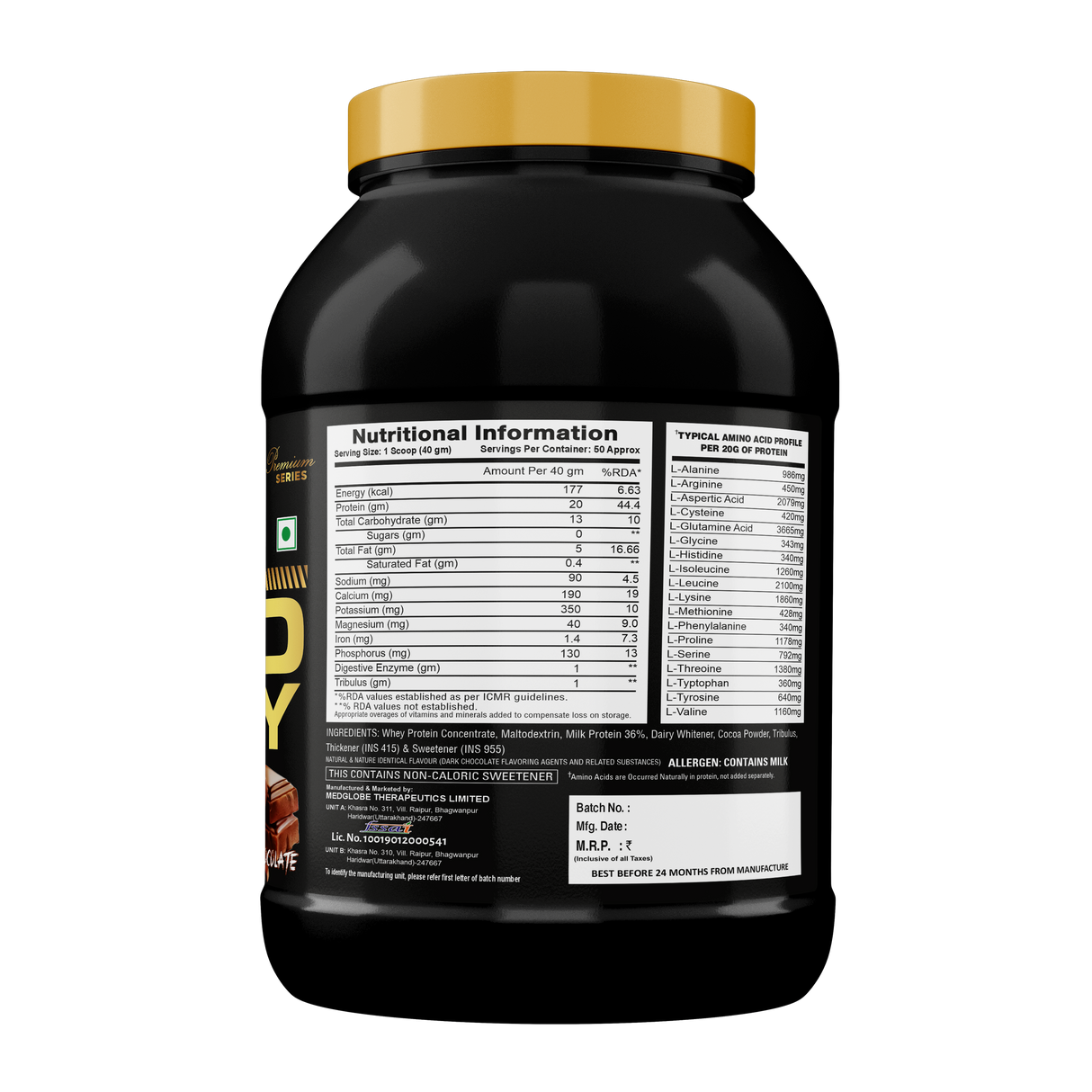 Premium Series Gold Whey - Whey Protein Concentrate - 2kg