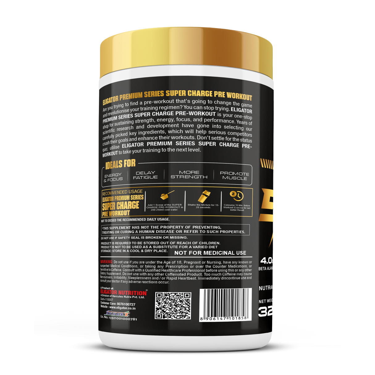 Eligator Premium Series Super Charge Pre Workout 350gm 35 Servings