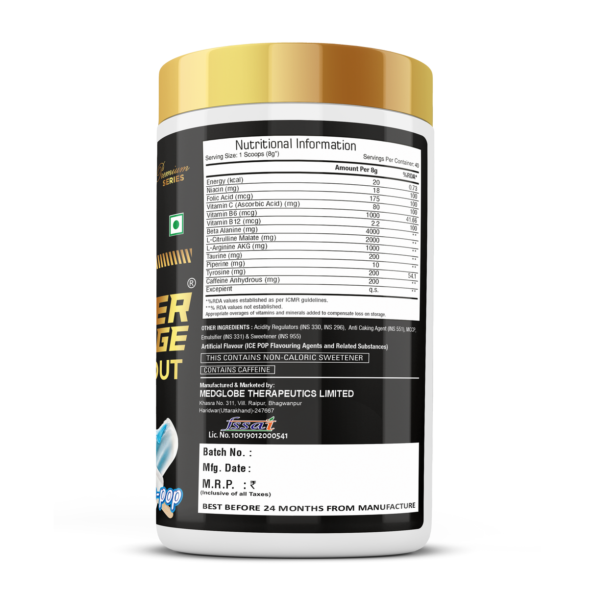 Eligator Premium Series Super Charge Pre Workout 350gm 35 Servings