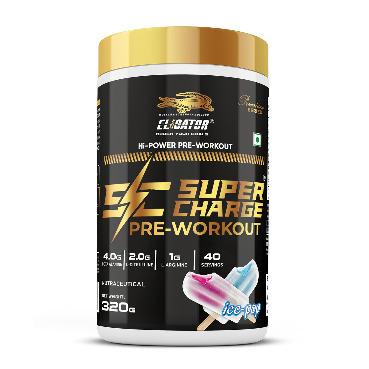 Eligator Premium Series Super Charge Pre Workout 350gm 35 Servings