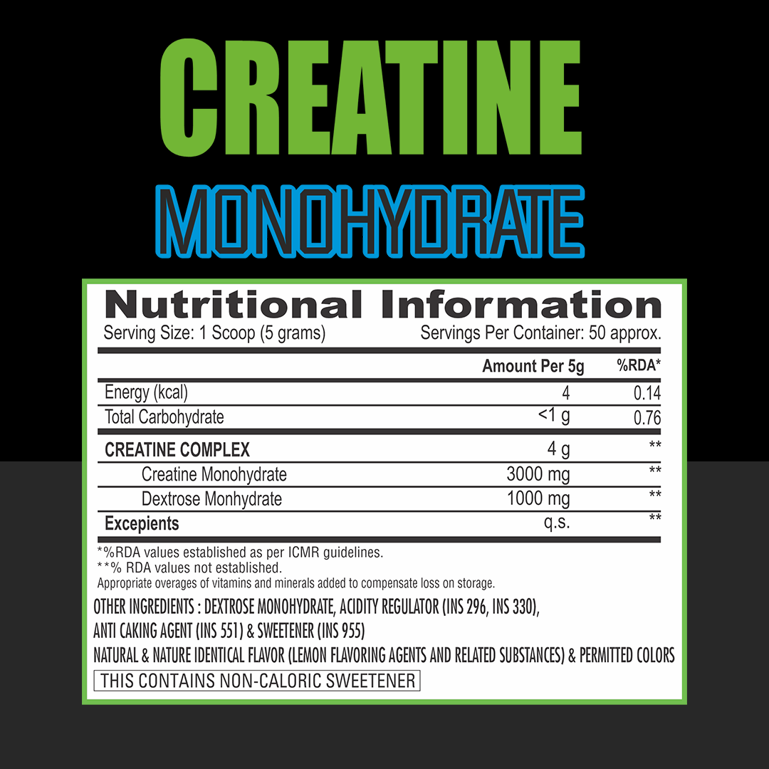 Eligator Creatine Monohydrate 250gm 50 Servings