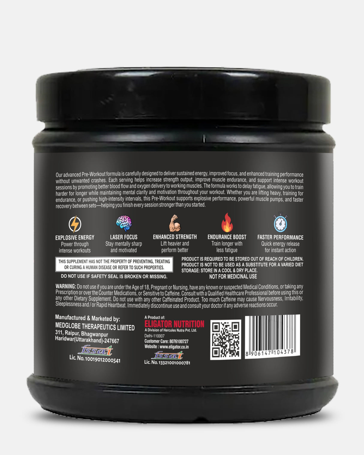 Eligator Mental Pre-Workout (200g) – 40 Servings