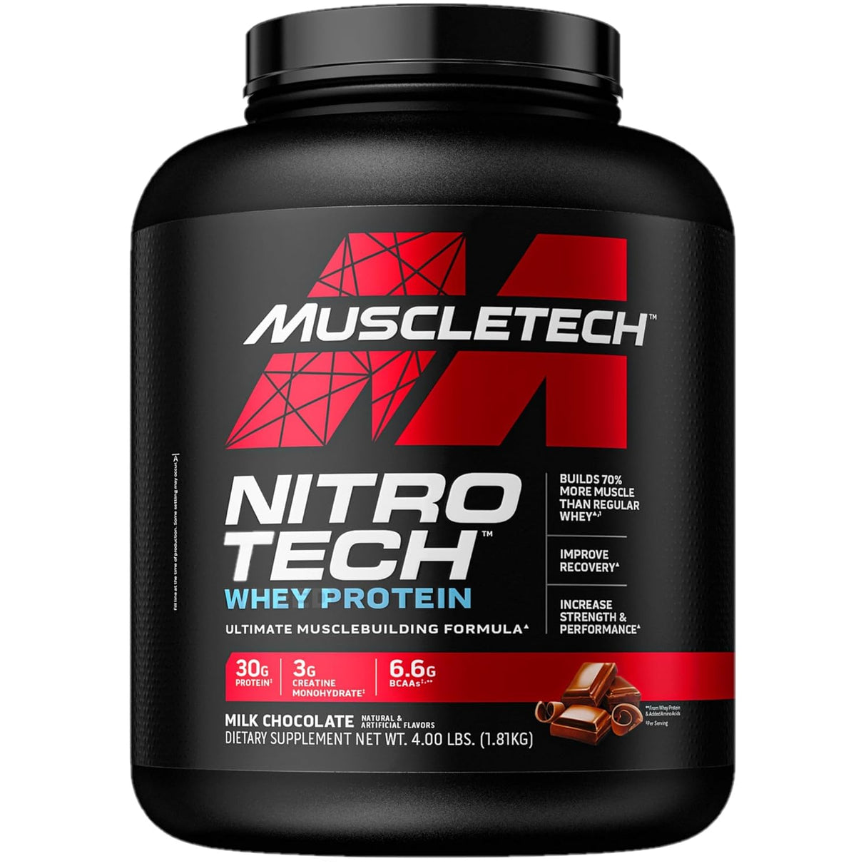 MuscleTech, Nitro Tech, Whey Protein, Milk Chocolate, 4 lbs (1.81 kg)