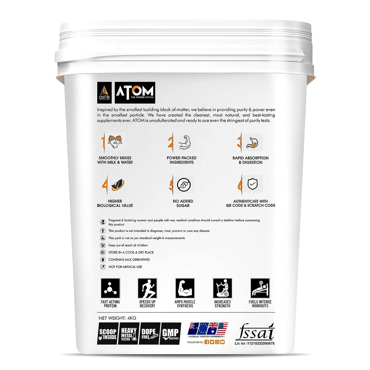 ATOM Whey Protein With Digestive Enzymes | Double Rich Chocolate (4kg)