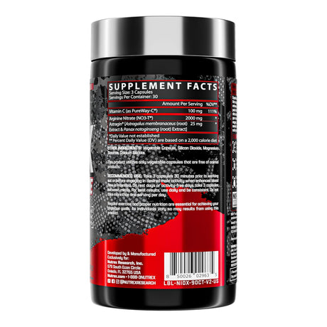 Nutrex NIOX Nitric Oxide | PREMIUM PUMP BOOSTER FOR MAX VASCULARITY - 90Caps