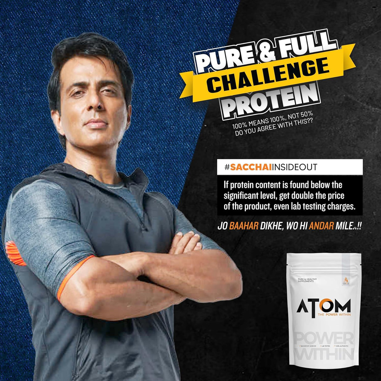 ATOM Whey Protein With Digestive Enzymes | Mango Fusion (1Kg)