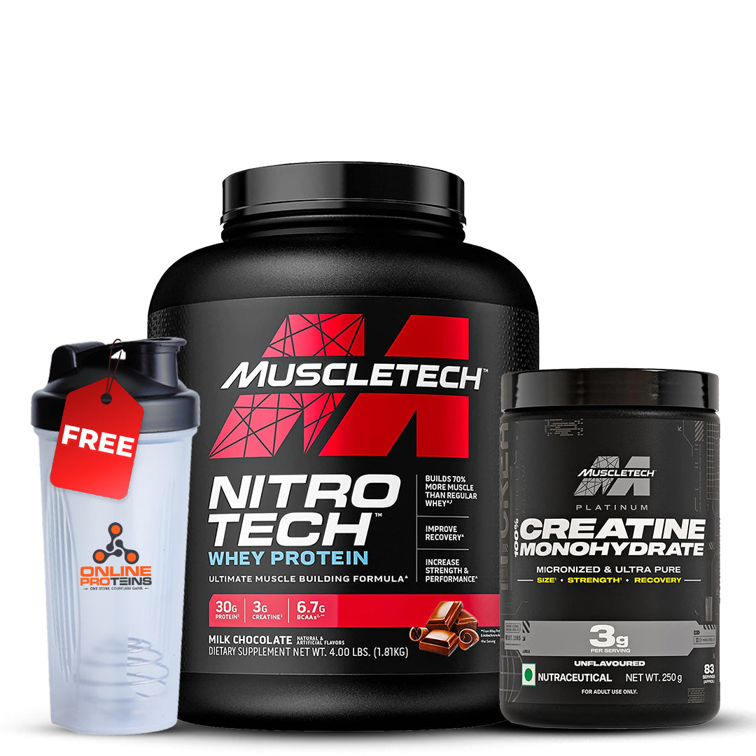 MuscleTech Nitro-Tech Whey Protein and Platinum 100% Creatine with free shaker
