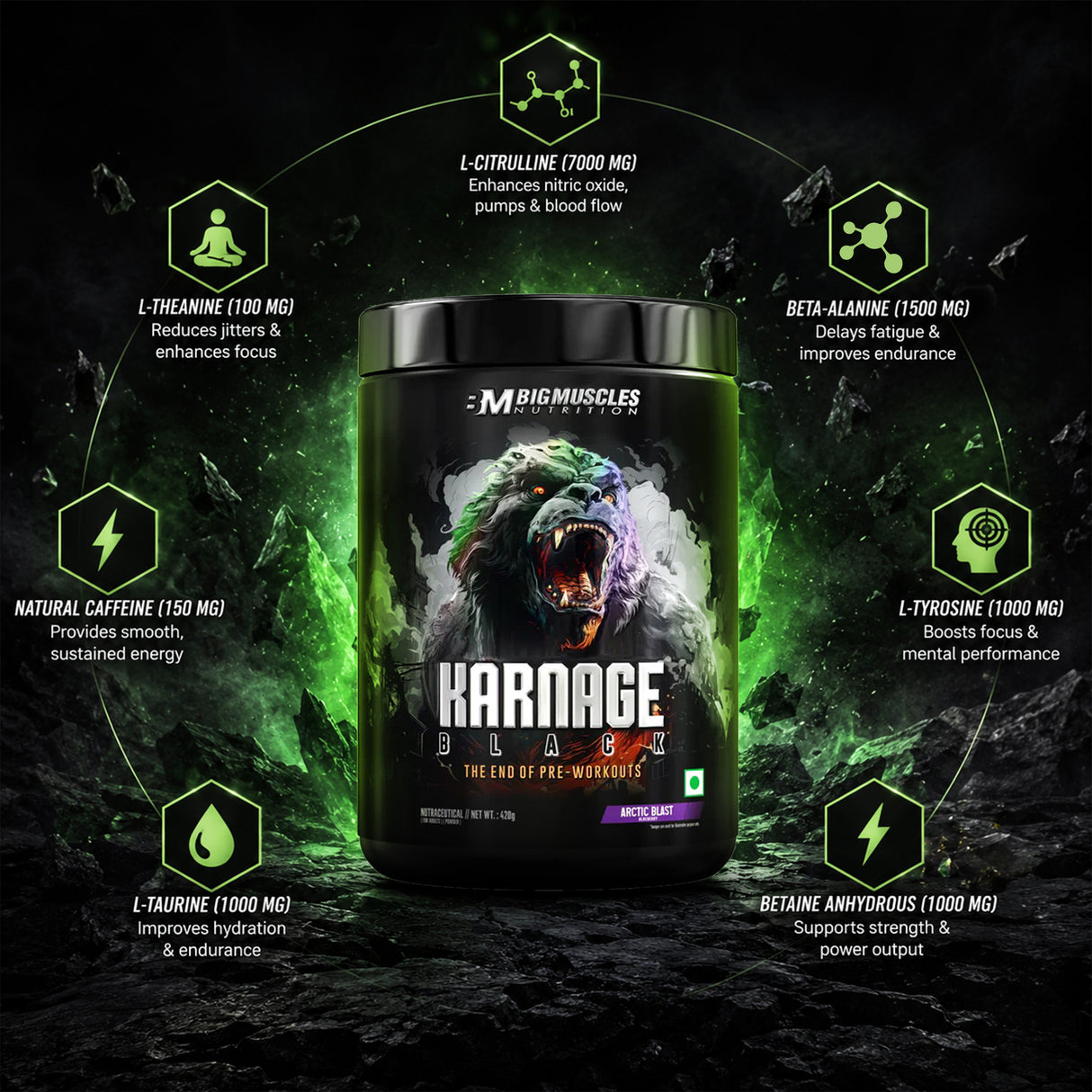 Big Muscles Karnage Black Pre workout 30 servings