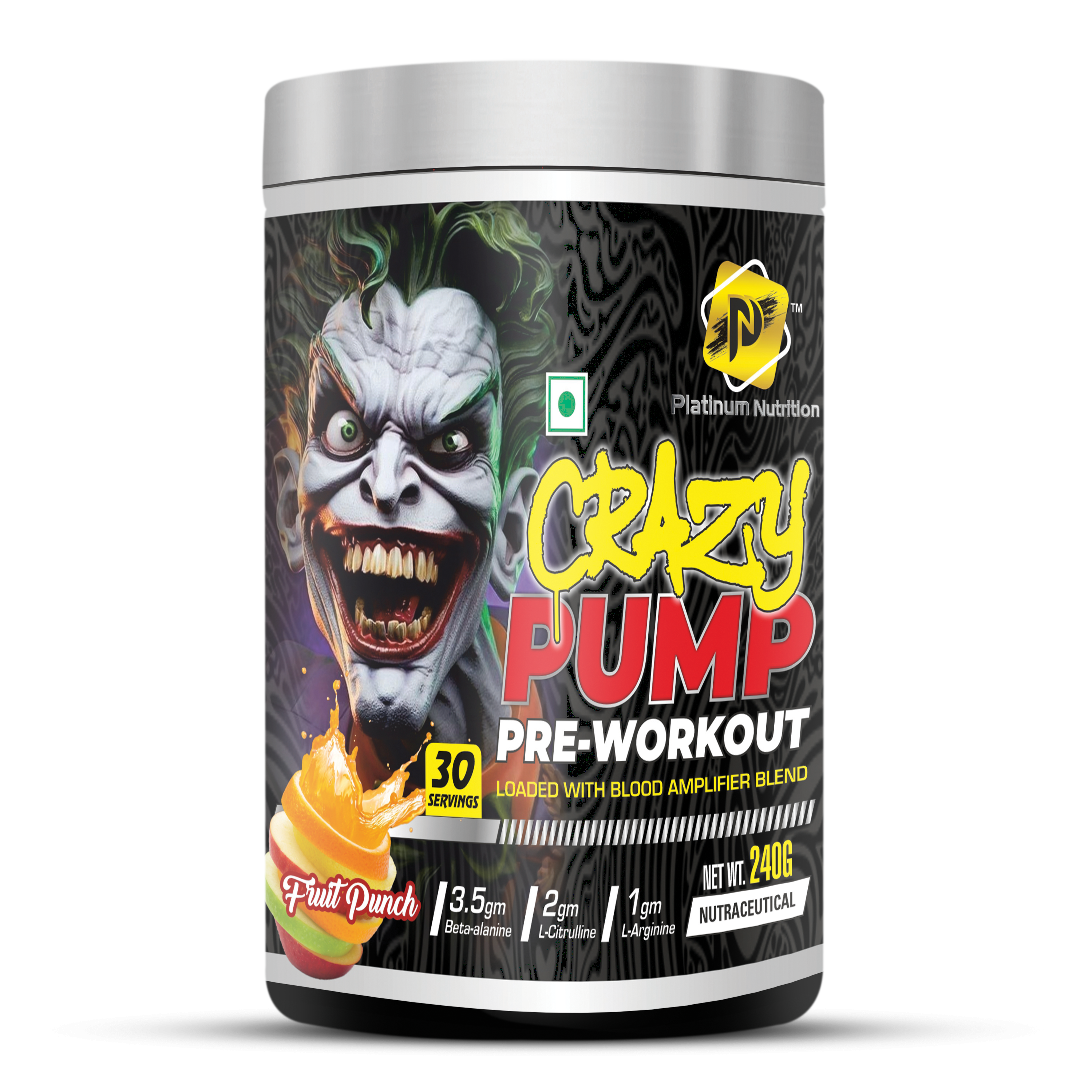 Platinum Nutrition Crazy Pump Pre workout 240gm 30 Servings