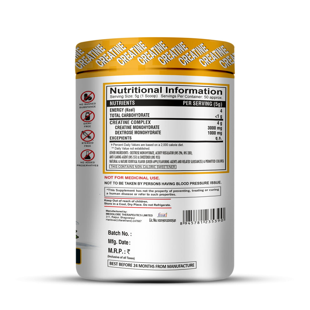 On Nutrition Gold Creatine Monohaydrate - 250g (50 Servings)