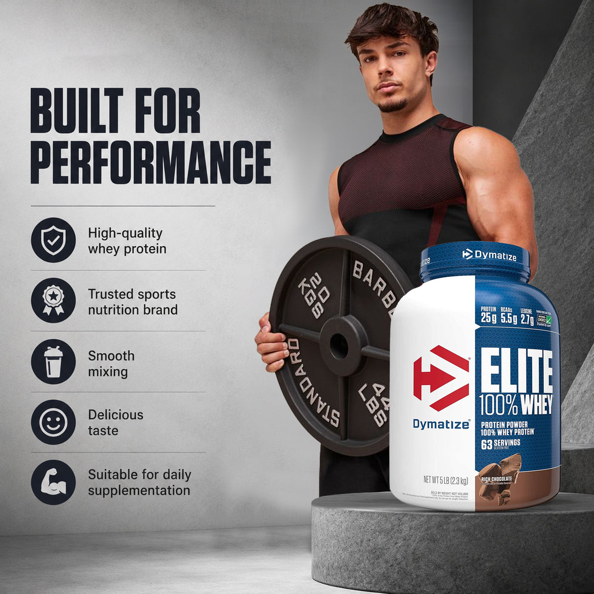 Dymatize Elite 100% Whey Protein | Rich Chocolate | 2.3kg