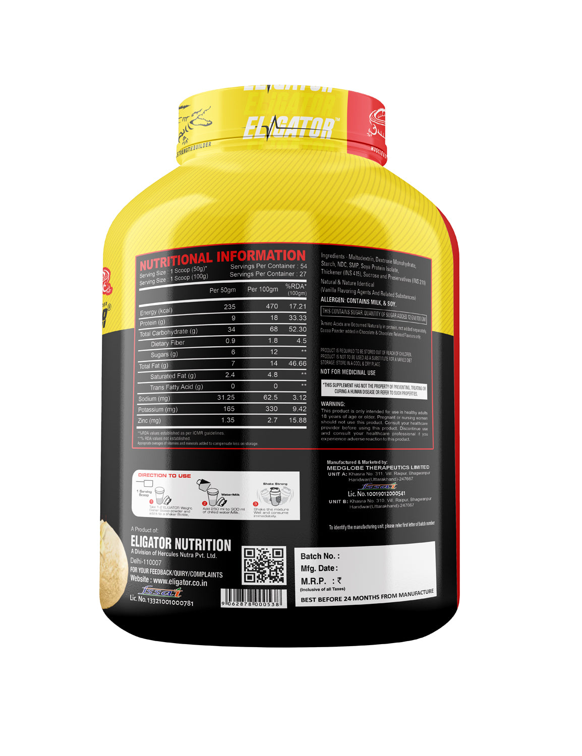 Eligator High Protein Weight Gainer 2.7Kg (6lbs)