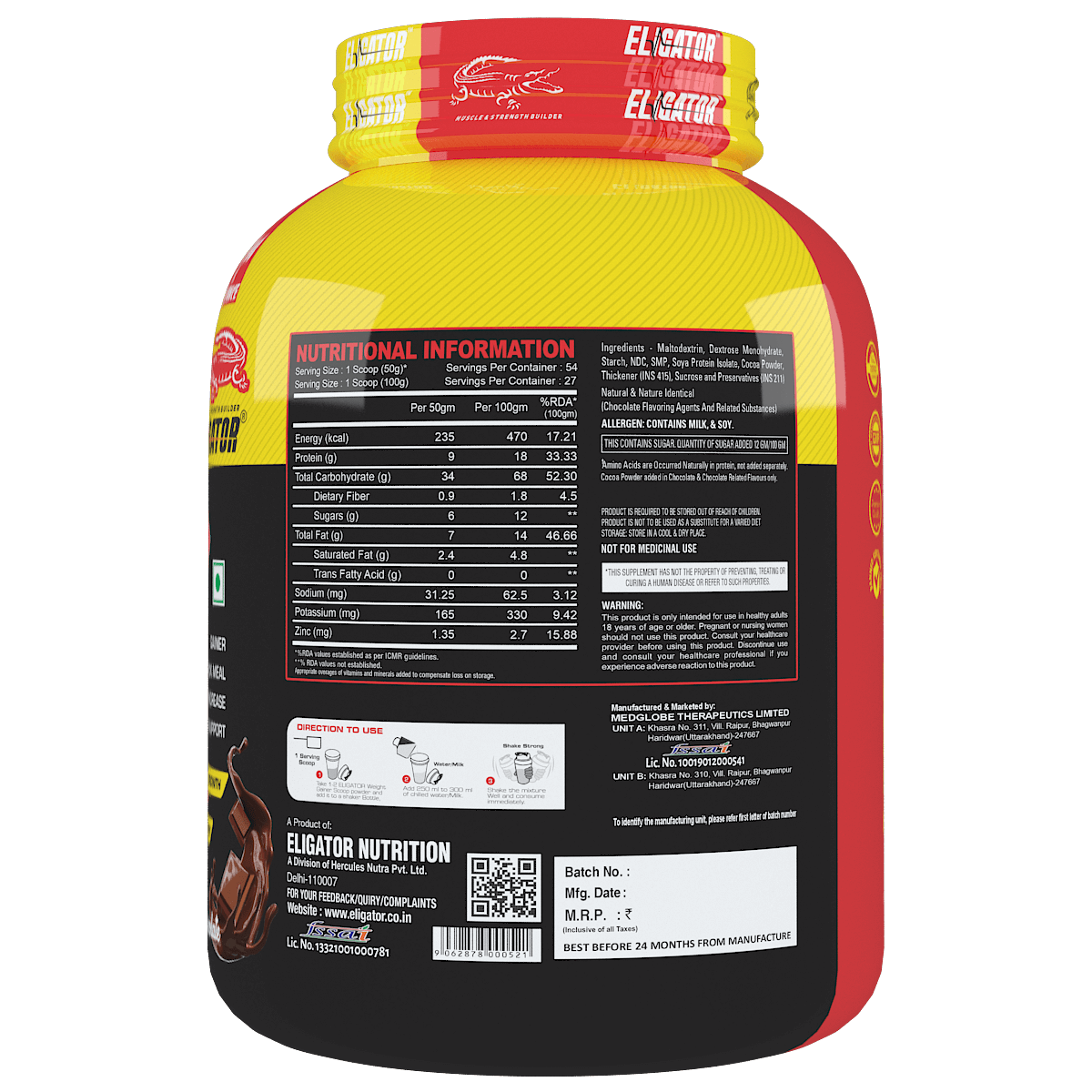 Eligator High Protein Weight Gainer 2.7Kg (6lbs)