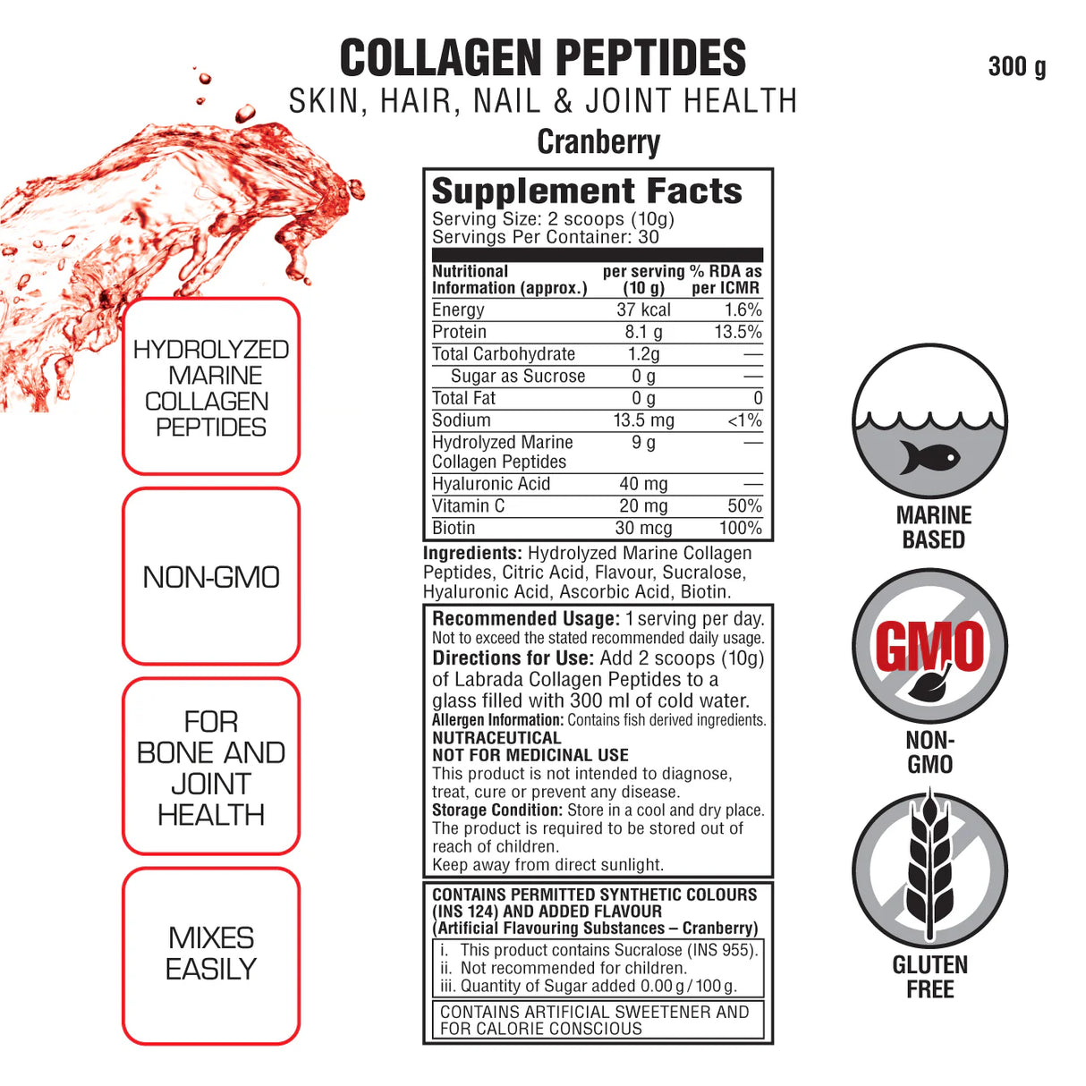 Marine Collagen Peptides 300g | Premium Type I Marine Collagen for Skin, Hair & Joints