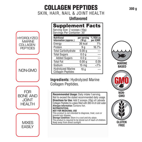 Marine Collagen Peptides 300g | Premium Type I Marine Collagen for Skin, Hair & Joints