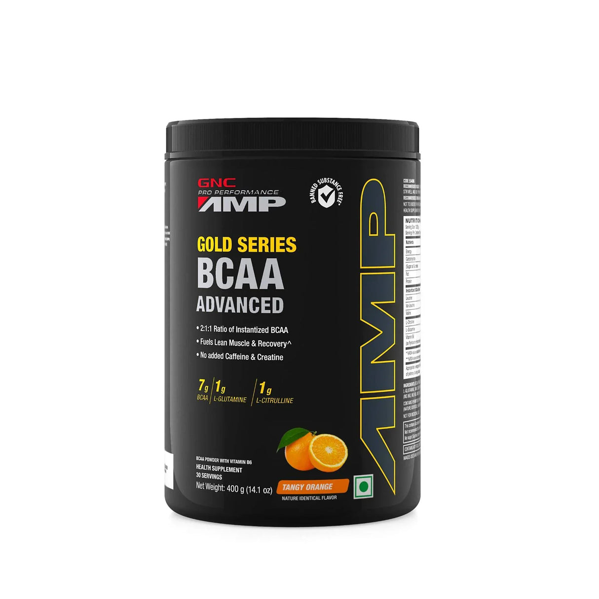 GNC AMP Gold Series BCAA Advanced | 400 gm | 30 Servings |Tangy Orange