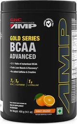 GNC AMP Gold Series BCAA Advanced | 400 gm | 30 Servings |Tangy Orange