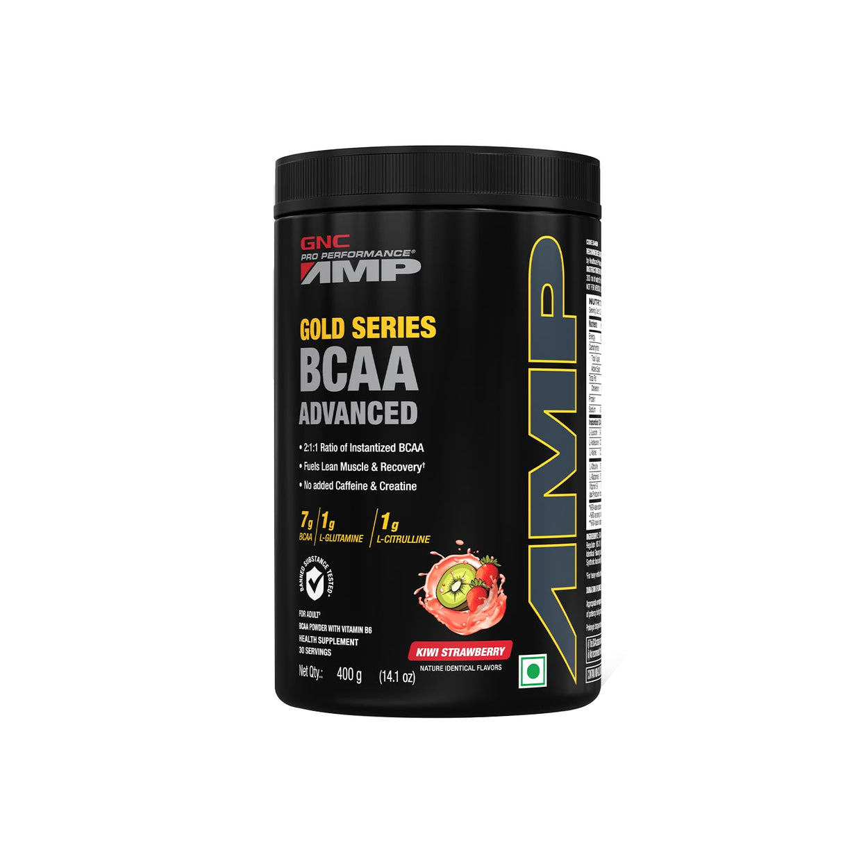 GNC AMP Gold Series BCAA Advanced | 400 gm | 30 Servings | kiwi Strawberry