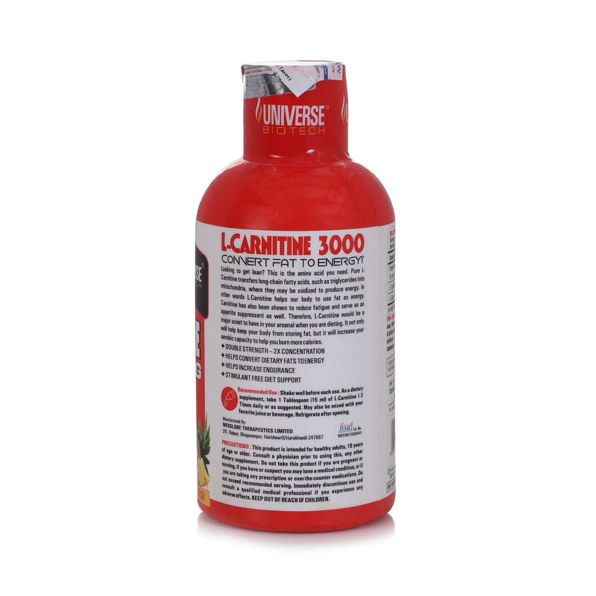 Universe Biotech L-Carnitine Liquid(3000 Mg), 30 Servings