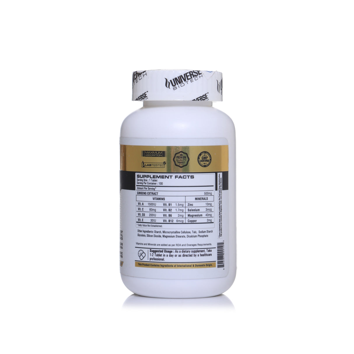 Universe Biotech Panax Ginseng Gold, 100 Tablets