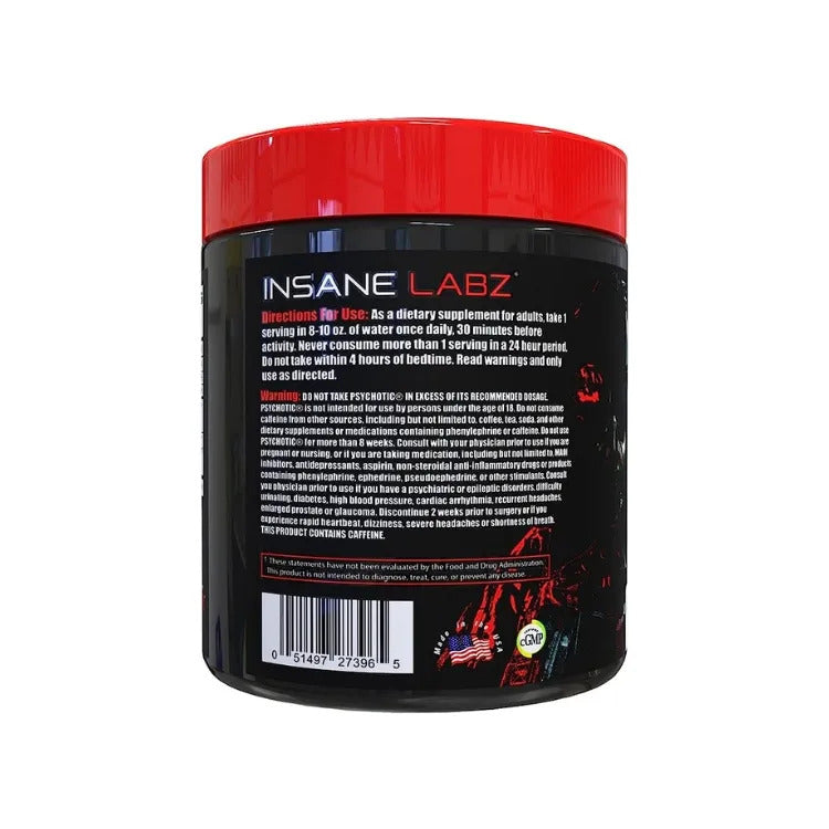 Insane Labz Psychotic War Zombie High Stimulant Pre Workout Powder, 30 Servings (Grape)