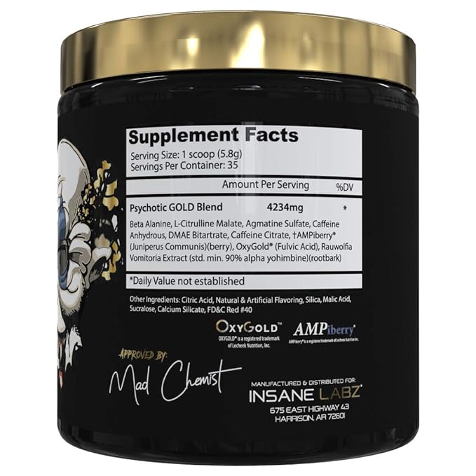 Insane Labz Psychotic Gold (Pre-Workout, 35 Servings) - 200g (Fruit Punch)