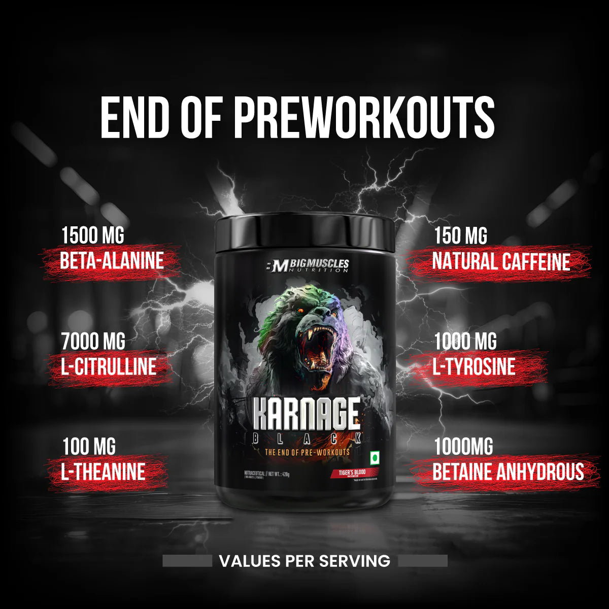 Big Muscles Karnage Black Pre-workout 30 servings
