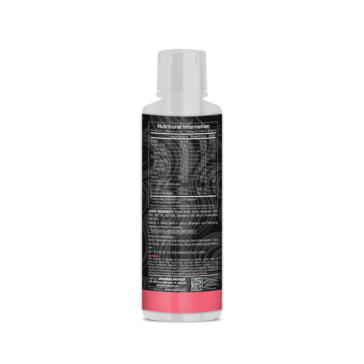 Universe Biotech L-Carnitine 3500 mg with Chromium Picolinate 450 ml