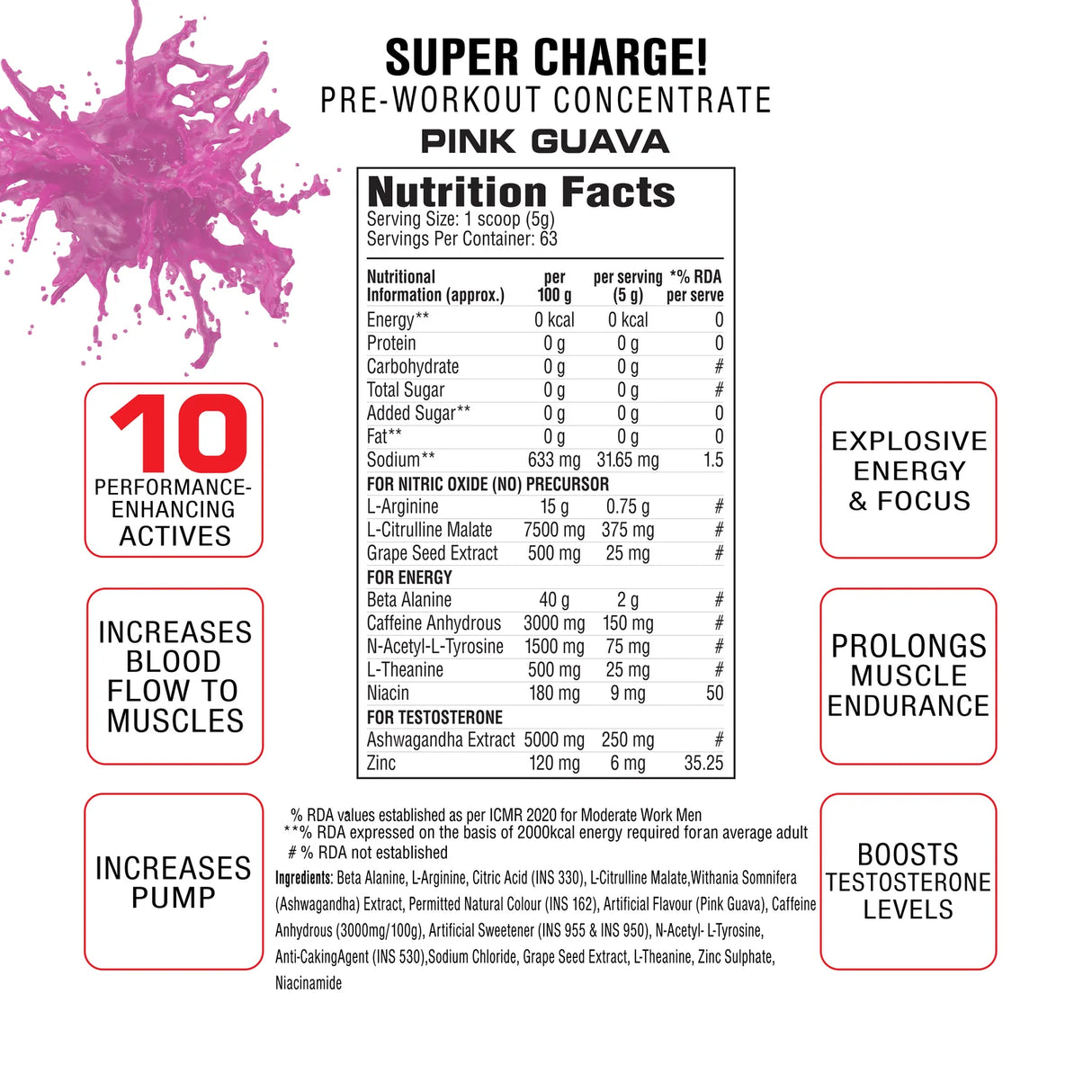 Labrada Super Charge Pre-Workout Concentrate | Energy, Focus & Muscle Pump